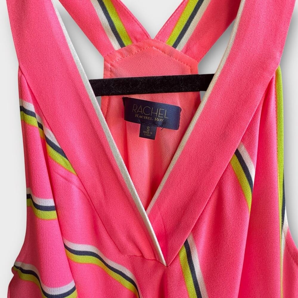RACHEL Rachel Roy neon pink striped maxi dress, size small - Picture 3 of 9